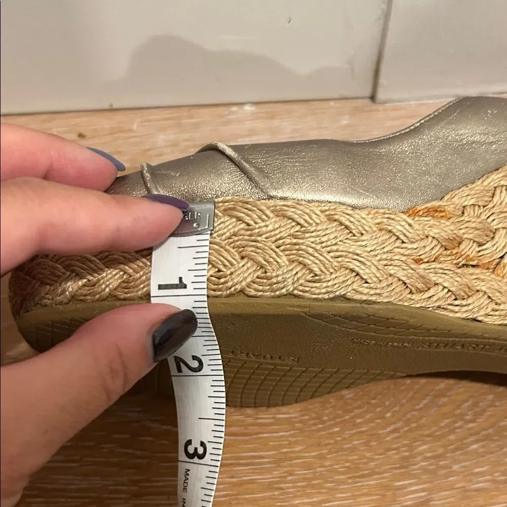 Stuart Weitzman Metallic Wedge Sandals, Size 7.5 - Picture 6 of 16